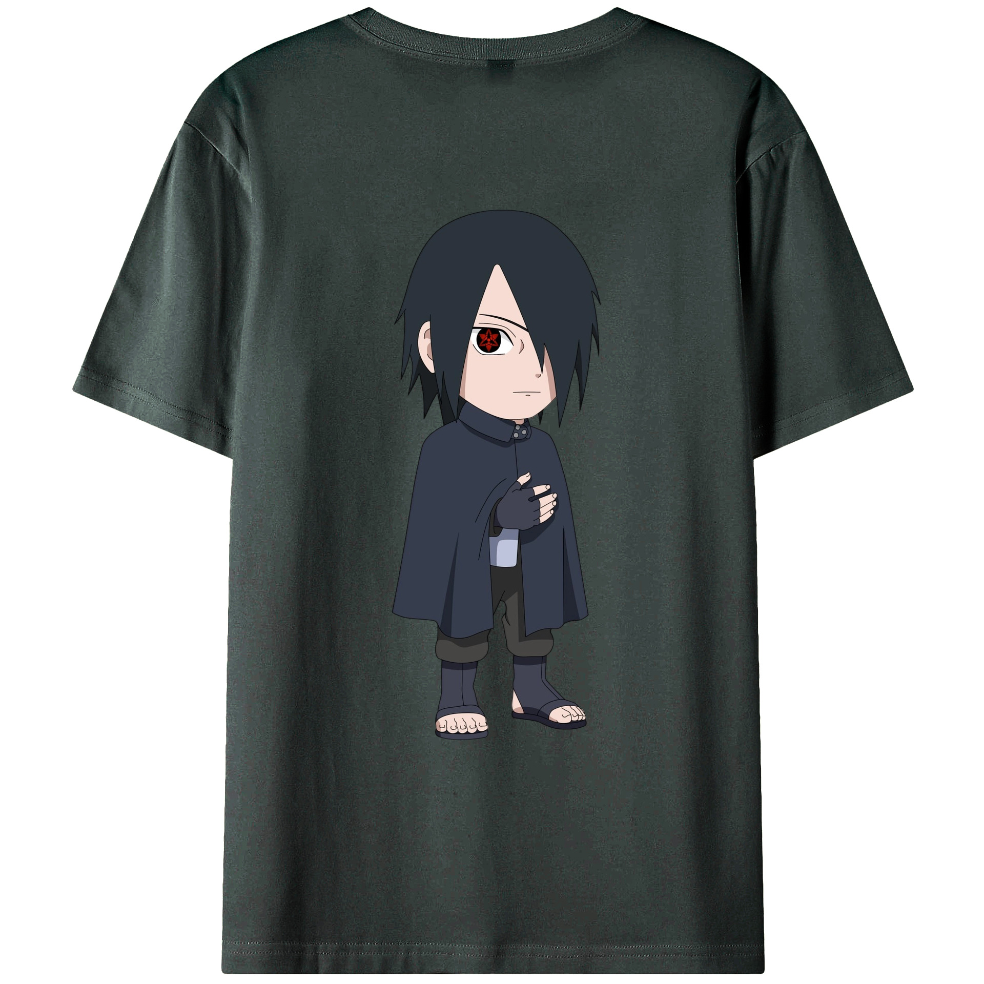 （画像用） NARUTO -ナルト- うちは サスケ Uchiha Sasuke 綿100％ メンズ半袖Tシャツ（バックプリント） 通気性